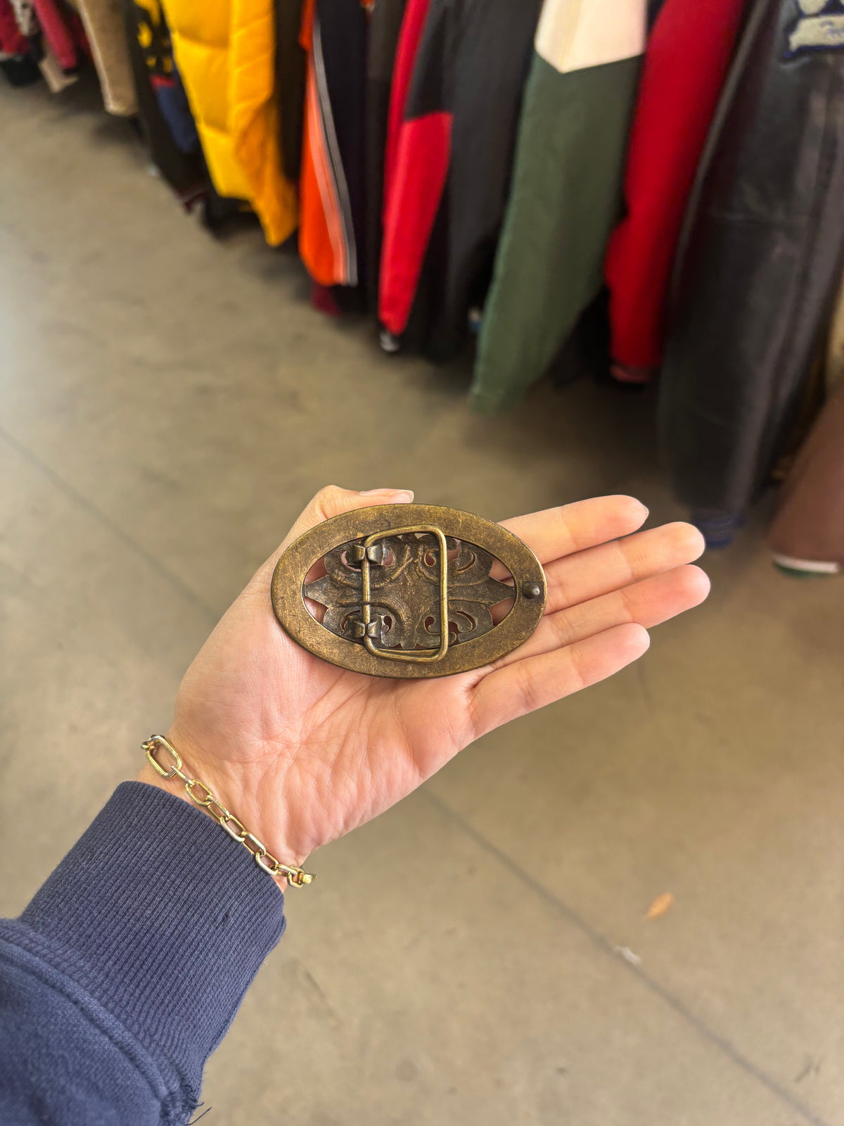 Vintage Oval Solid Brass Belt Buckle