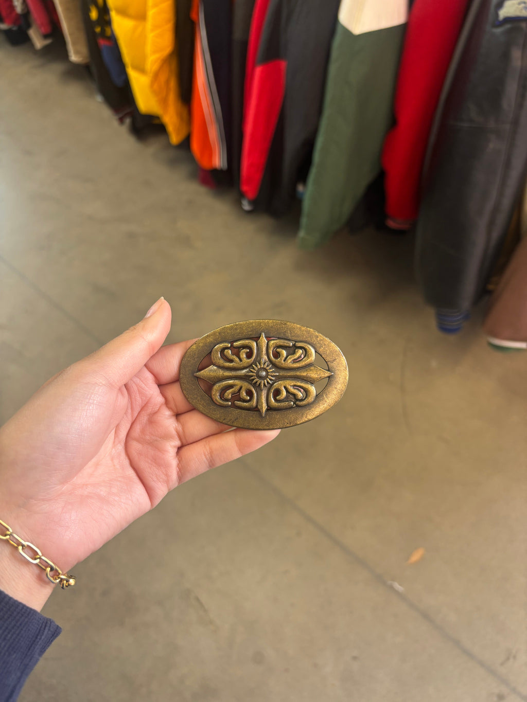 Vintage Oval Solid Brass Belt Buckle
