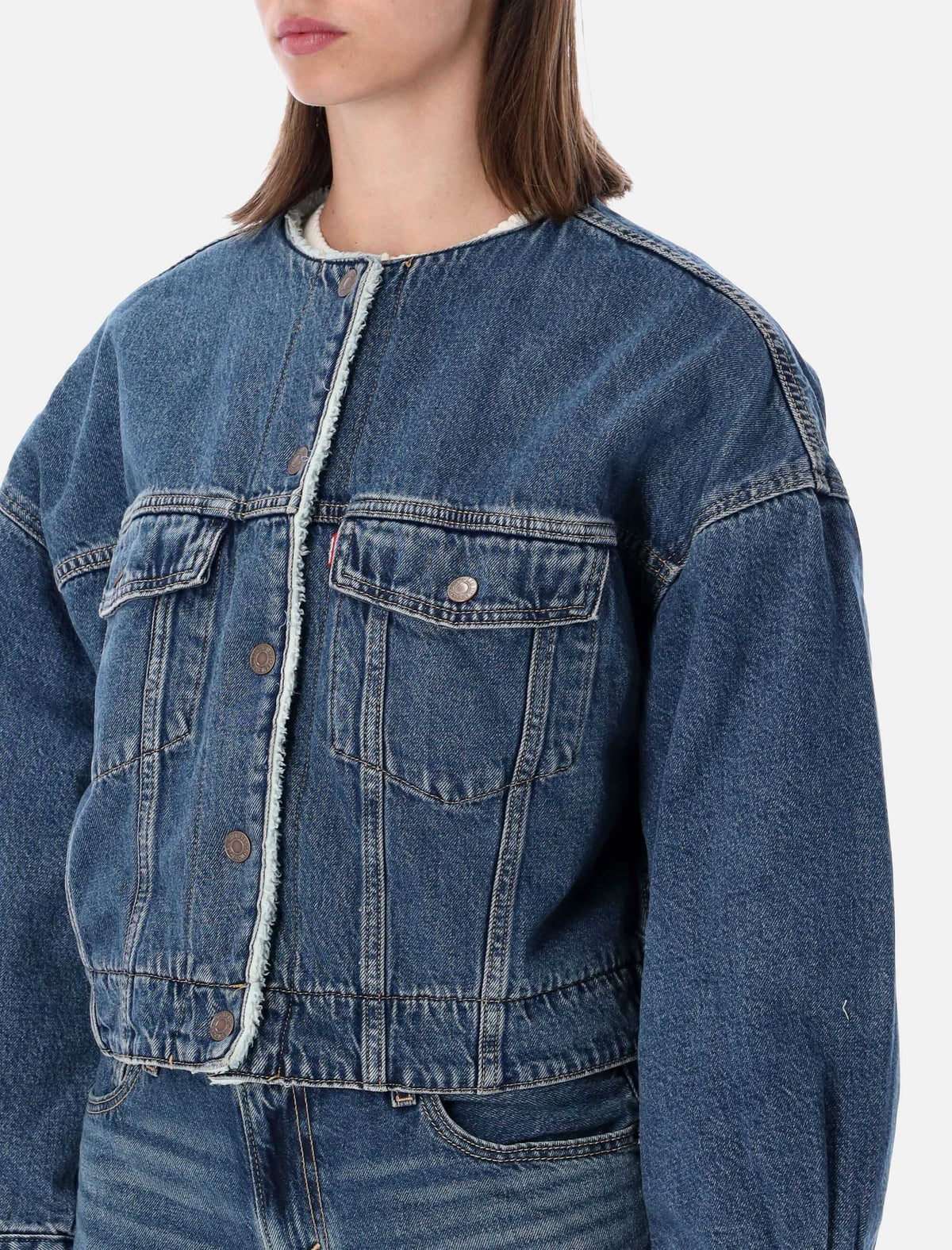 Levi's collarless sherpa trucker jacket