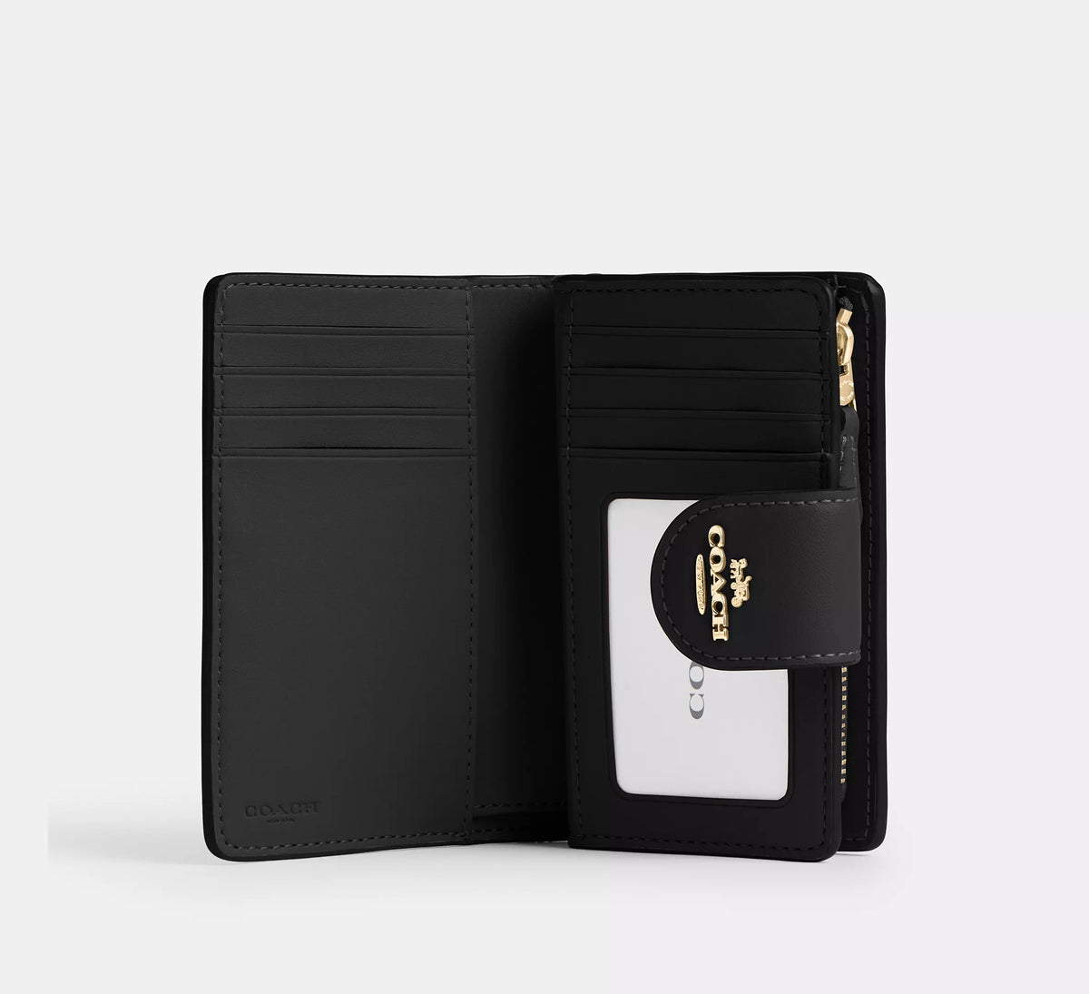 Medium Corner Zip Wallet In Signature Canvas Gold/Tan/Black