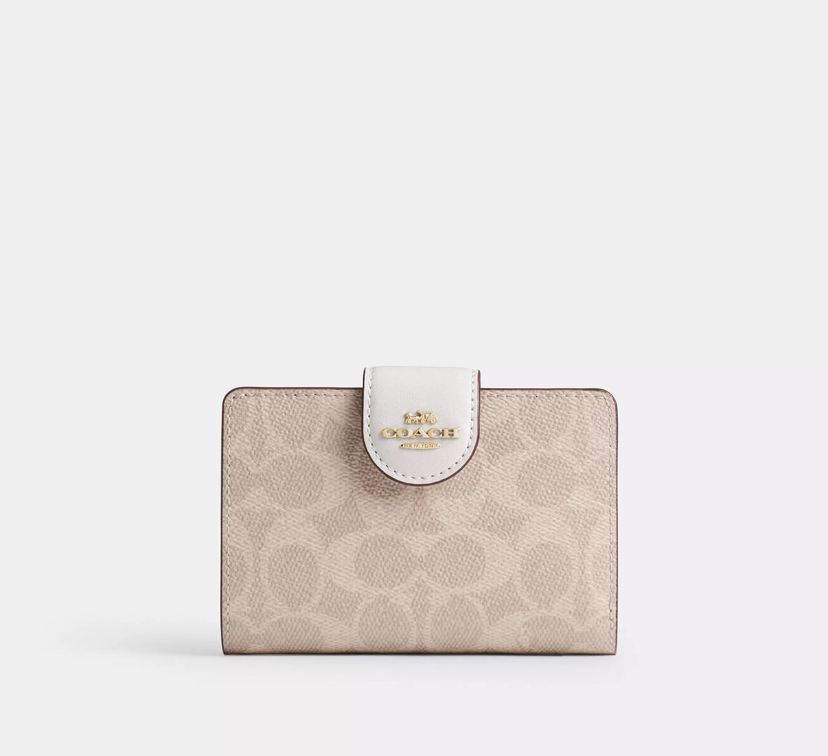 Medium Corner Zip Wallet In Signature Canvas Gold/Sand/Chalk