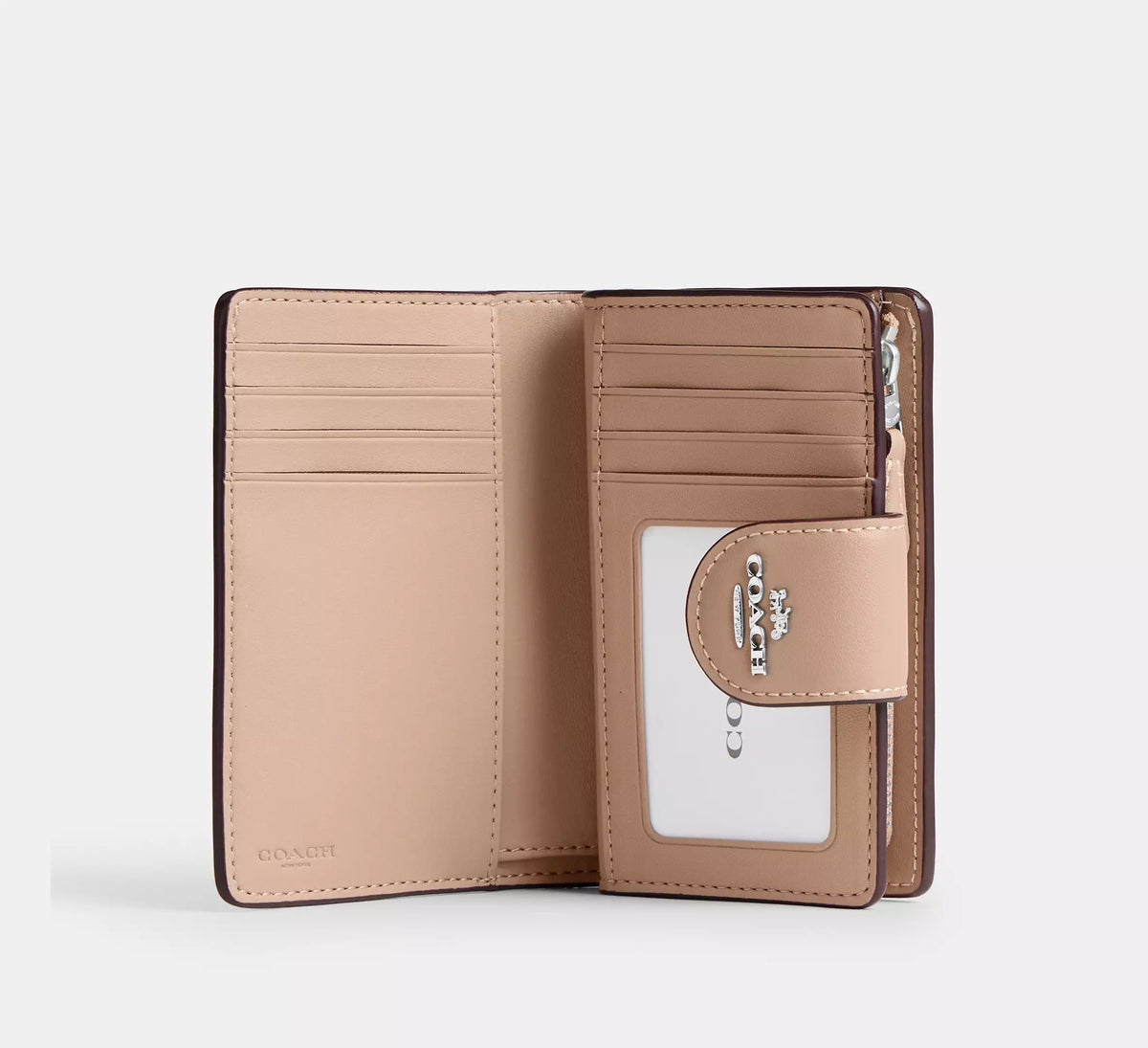 Medium Corner Zip Wallet In Signature Canvas Silver/Sand/Taupe