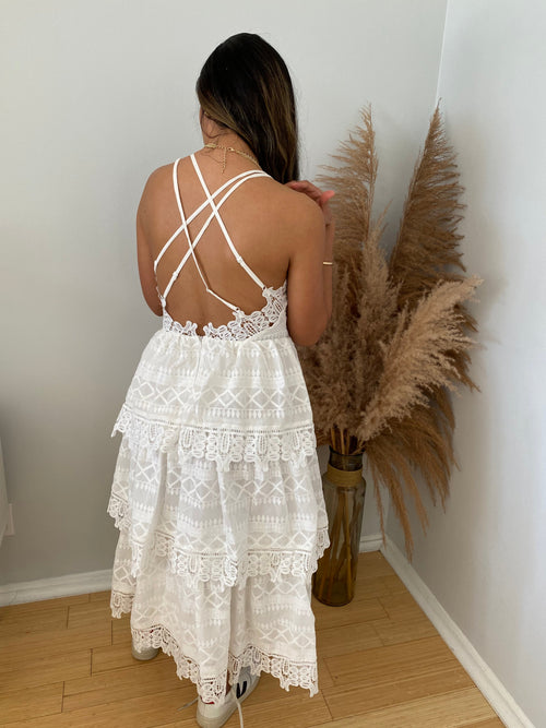 SLEEVELESS TIERED LONG DRESS