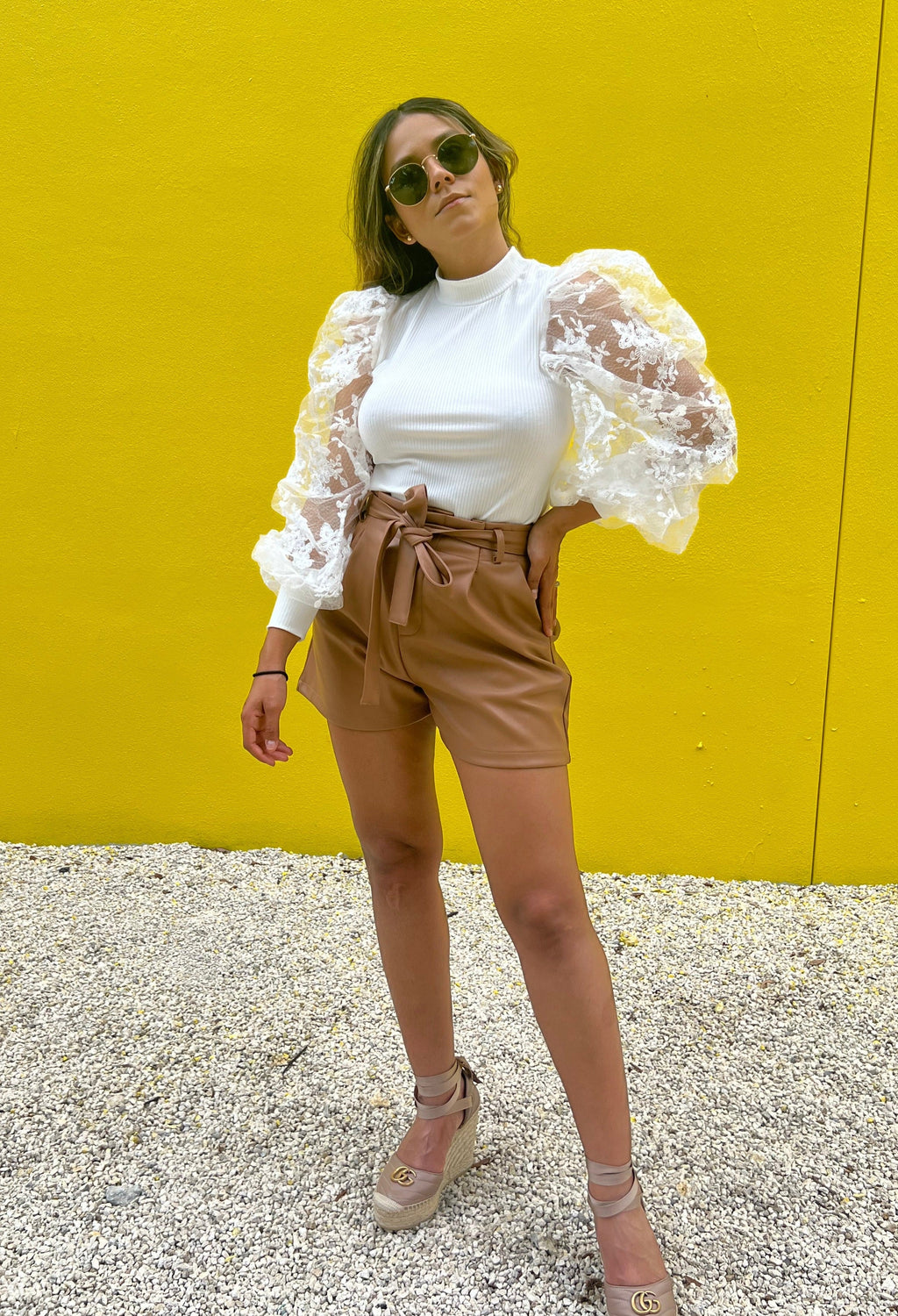 VEGAN LEATHER PAPERBAG SHORTS