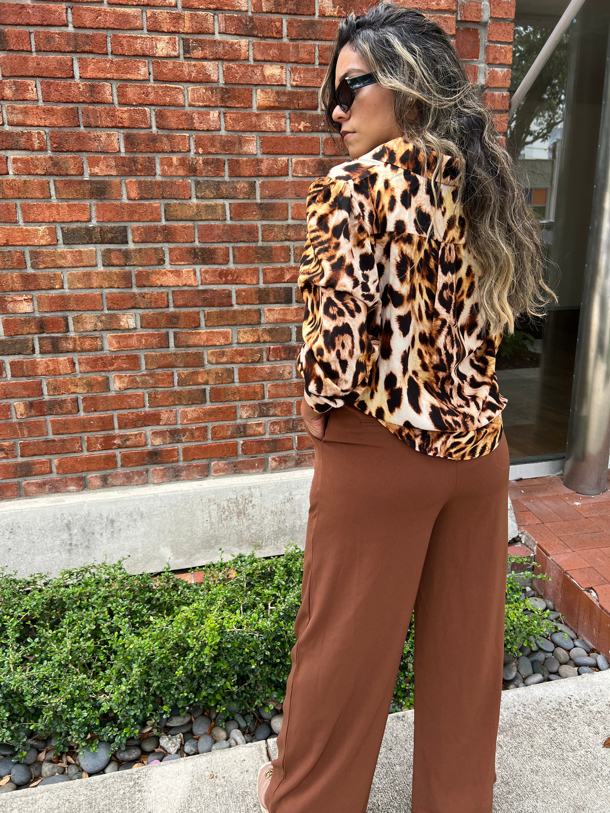 High Waist Front pleats wide pants