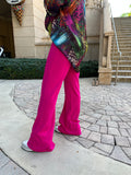 High-waisted fuschia pants