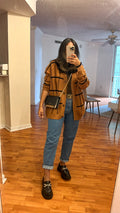 Grid boyfriend cardigan